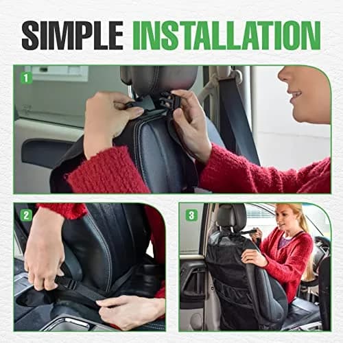 lebogner Back Seat Cover for Kids + 4 Pocket Organizer | Waterproof X-Large Car Seat Protector (19" x 27") thumbnail 5