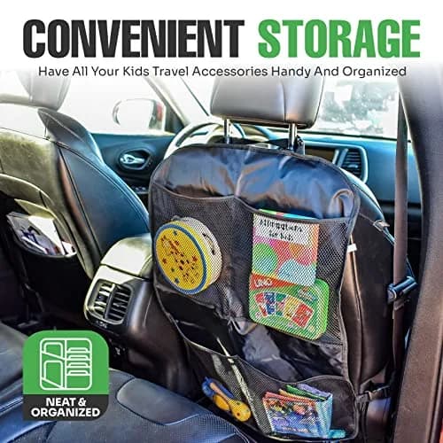 lebogner Back Seat Cover for Kids + 4 Pocket Organizer | Waterproof X-Large Car Seat Protector (19" x 27") thumbnail 6