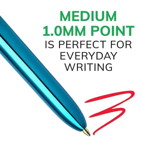 BIC 4 Color Shine Retractable Ballpoint Pen 1.0 mm | 2-Count, Multicolor Ink, Durable & Portable thumbnail 2