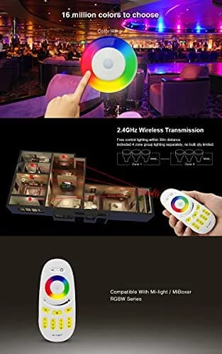 LGIDTECH FUT096 Mi.Light RGBW 4-Zone RF Remote Control | Full Touch LED Controller (Battery Excluded) thumbnail 2