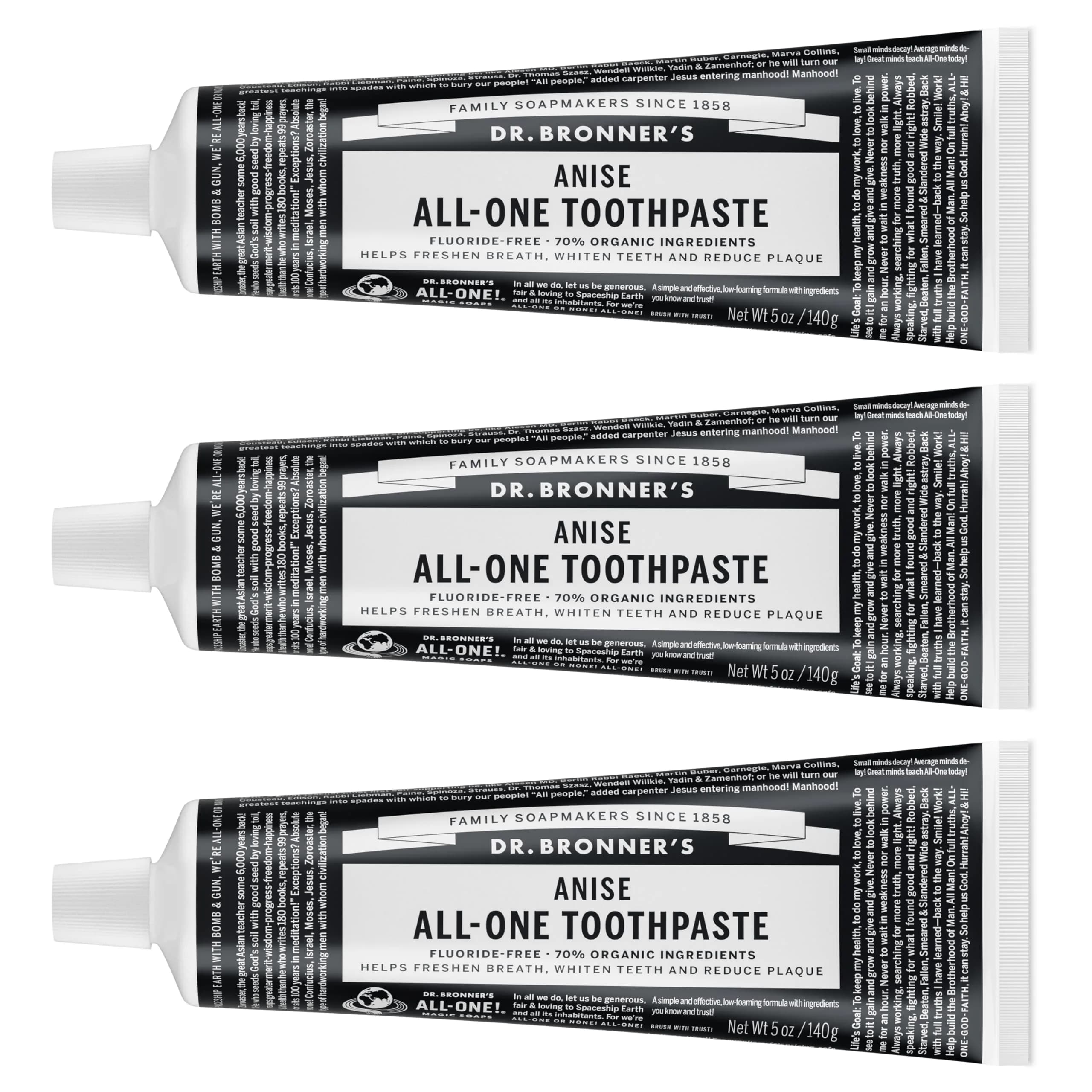 Dr. Bronner's All-One Toothpaste Anise 15oz (444ml) 3-Pack | Fluoride-Free & Vegan - main product image