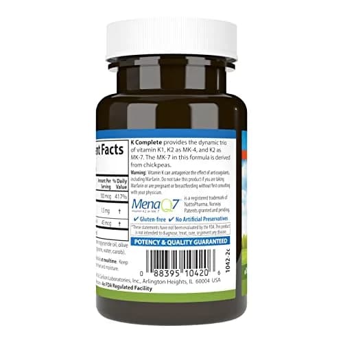 Carlson K Complete Vitamin K-1, K2 as MK-4, 90 Softgels thumbnail 3