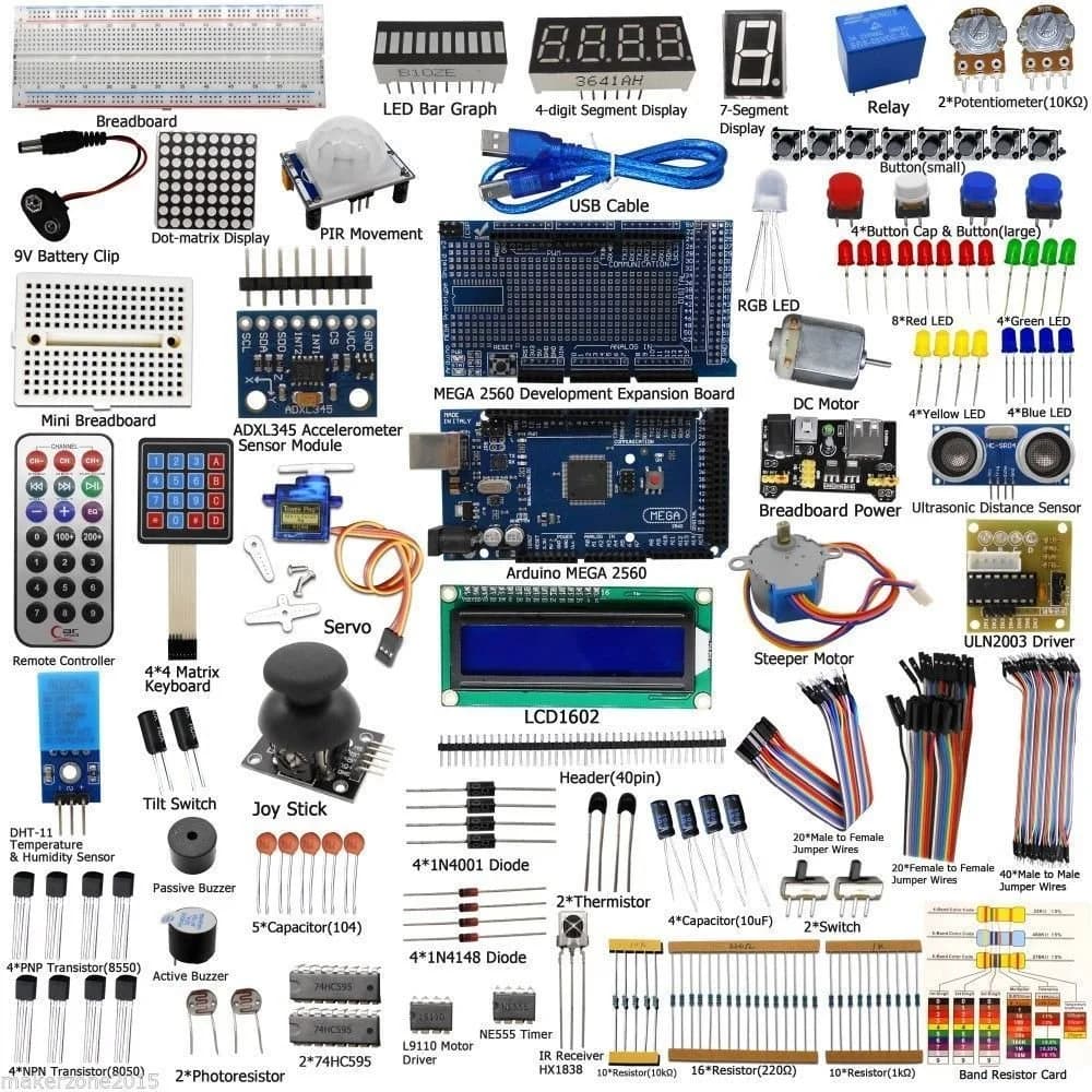 Ardest Complete Arduino Mega2560 Starter Kit | 33+ Projects, LCD1602, Sensors, Breadboard, Tutorial - main product image