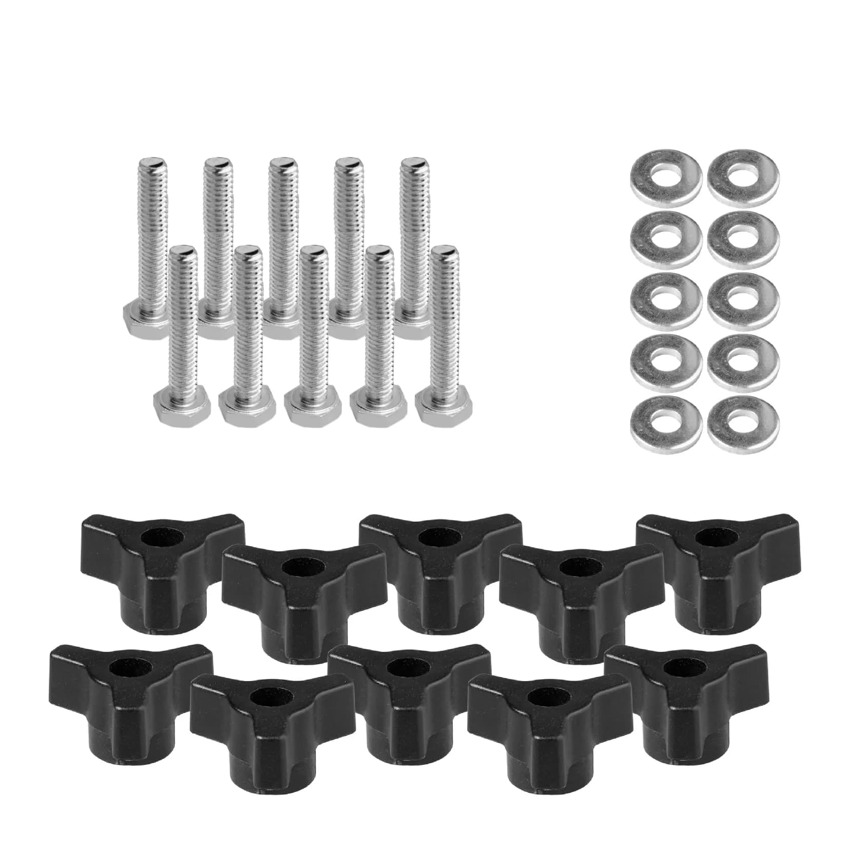 POWERTEC 71068 T Track Knob Kit with 1/4-20 x 1-1/2" Hex Bolts and Washers, Set of 10 | For Woodworking Jigs and Fixtures