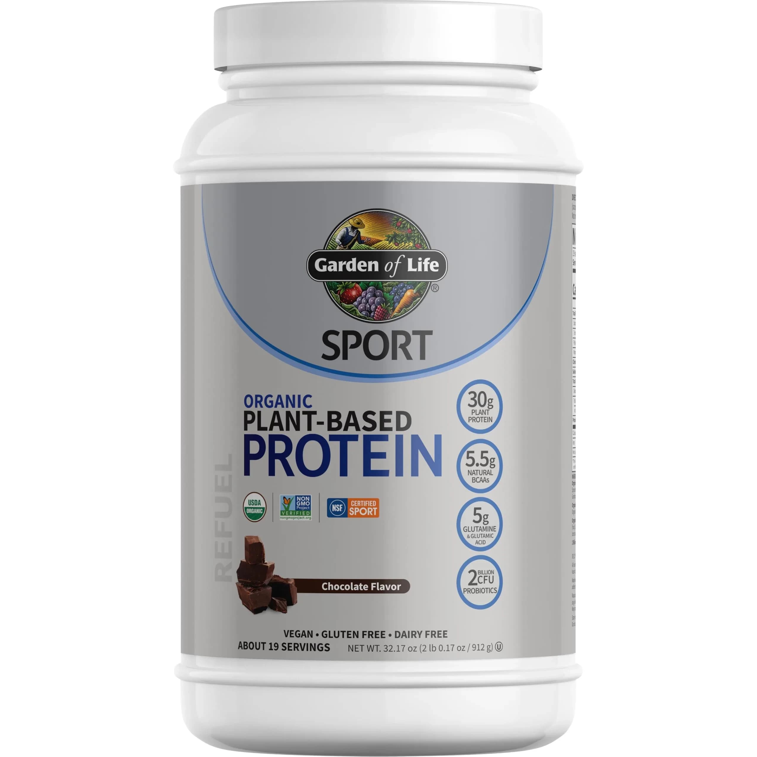 Garden of Life Chocolate protein powder tub Plant 19 servings