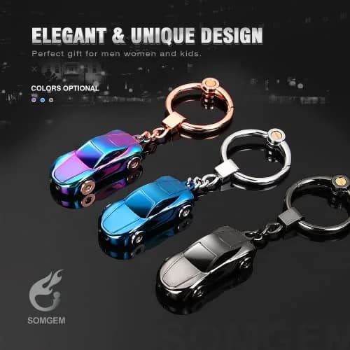 SOMGEM Car Keychain Flashlight with LED Light, Zinc Alloy, Black | Detachable 2-Mode LED Key Ring thumbnail 7