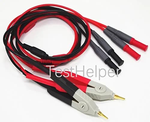 TestHelper LCR Meter Test Leads with 4mm Connectors, 2-Wire/4-Wire Kelvin Clip Probes (Red/Black) | Essential for Low Value Measurements thumbnail 3