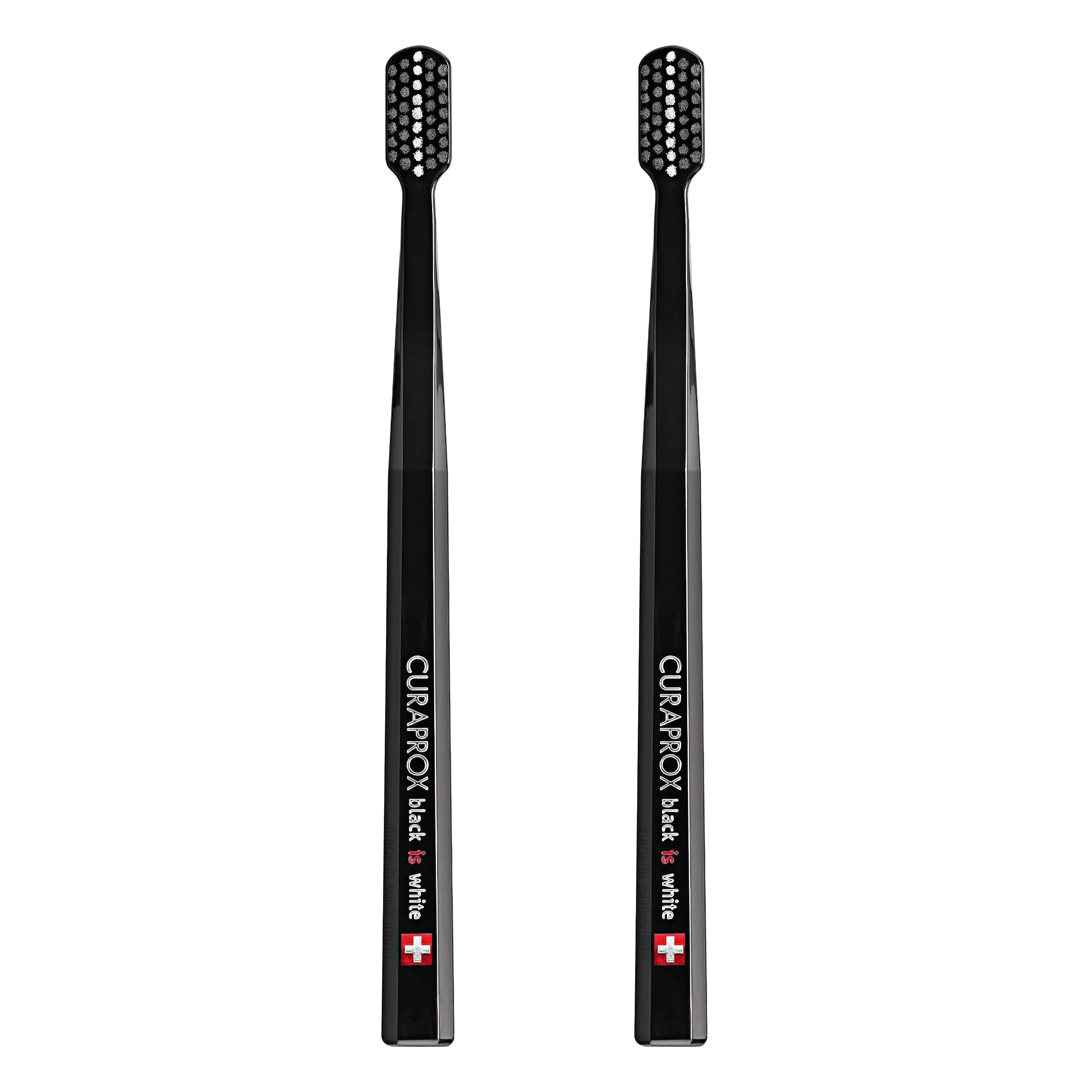 Curaprox Black is White Duo Toothbrushes | 5460 Curen Filaments, Whitening-Friendly — Black and Black