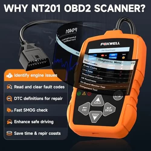 FOXWELL NT201 OBD2 Scanner Engine Code Reader for Cars and Trucks | Reads & Clears Check Engine Light, Live Data, Emissions Readiness thumbnail 2