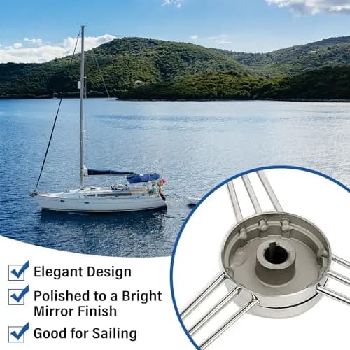Amarine Made 13.5 Inch 9 Spoke Stainless Boat Steering Wheel - 10 Degree - 9500S380 | Polished stainless steel, universal fit thumbnail 5