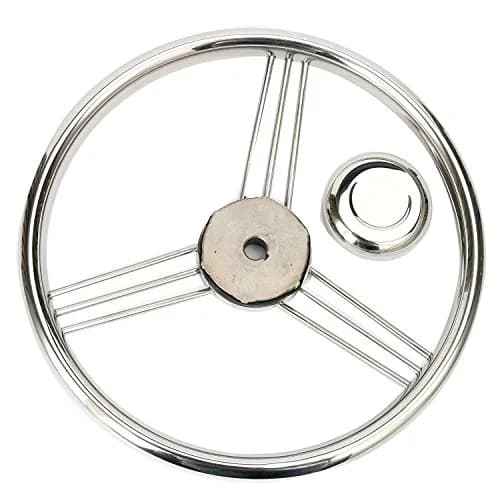 Amarine Made 13.5 Inch 9 Spoke Stainless Boat Steering Wheel - 10 Degree - 9500S380 | Polished stainless steel, universal fit thumbnail 6