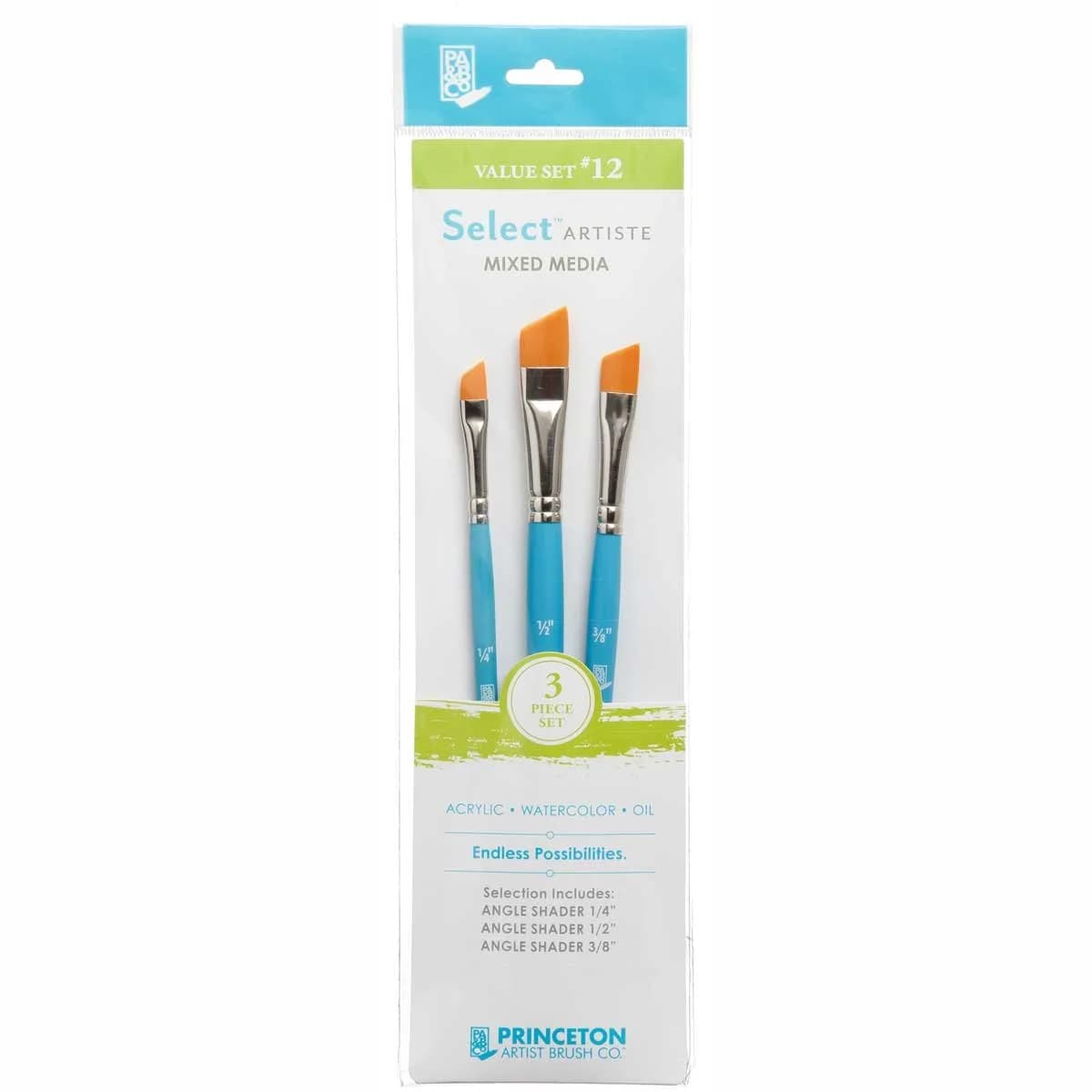 Princeton Select Artiste Brush Set No. 12, Synthetic, 3 Piece | Artist Quality for Acrylic, Oil & Watercolor