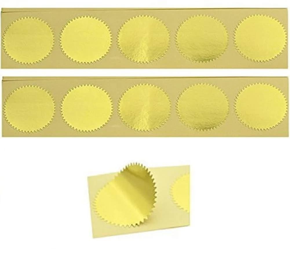 UNIQOOO Gold Embossed Foil Blank Certificate Sealing Stickers 100pcs (1.75" Diameter) | Classic Solid Pattern