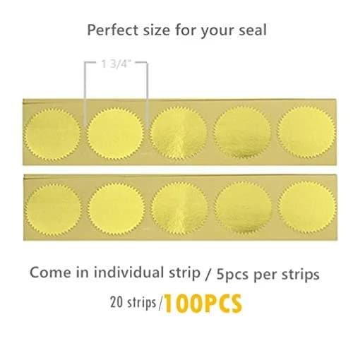 UNIQOOO Gold Embossed Foil Blank Certificate Sealing Stickers 100pcs (1.75" Diameter) | Classic Solid Pattern thumbnail 5