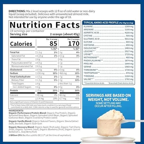 Garden of Life Organic Vegan Protein Powder Vanilla 860g (1.89 lb) | NSF Certified for Sport thumbnail 6