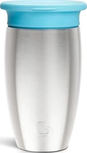 Munchkin Miracle 360 Stainless Steel Sippy Cup, Spill Proof, Blue, 295ml (10 Ounce) | Dentist-Recommended Spoutless Design thumbnail 1