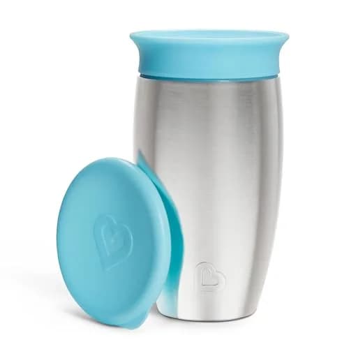 Munchkin Miracle 360 Stainless Steel Sippy Cup, Spill Proof, Blue, 295ml (10 Ounce) | Dentist-Recommended Spoutless Design thumbnail 7