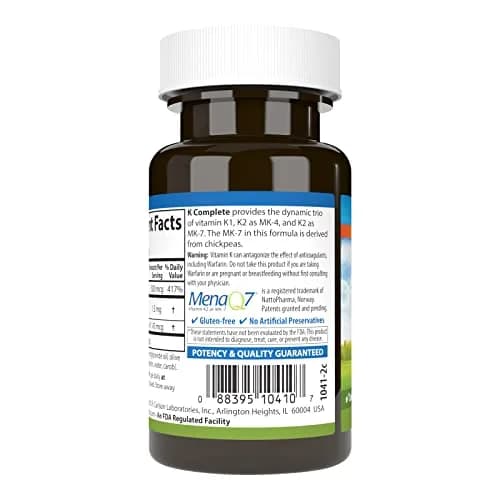Carlson K Complete Vitamin K-1 & K2 45 Softgels thumbnail 3