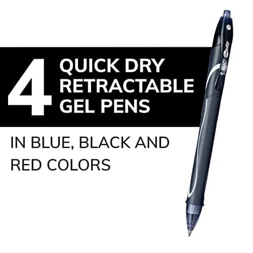 BIC Gelocity Quick Dry Gel Pens, Medium Point 0.7mm, 4-Count Pack | Smear Resistant Ink for Left-Handed Writers thumbnail 2