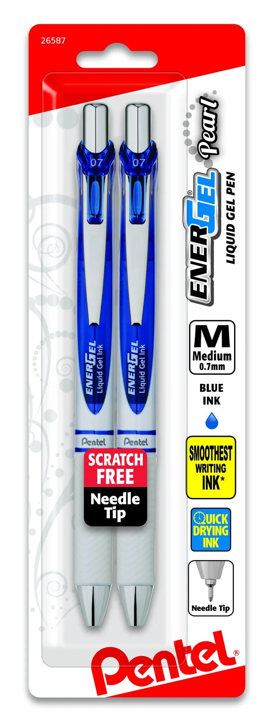 Pentel EnerGel Pearl Liquid Gel Pen 0.7mm | Smooth, Fast-Drying, Refillable (2-Pack) - main product image