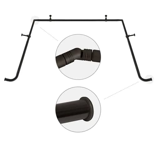 MERIVILLE 1-Inch Diameter Bay Window Curtain Rod Set for Bayview Windows, Oil-Rubbed Bronze | Durable Metal, Extendable, Complete System thumbnail 1