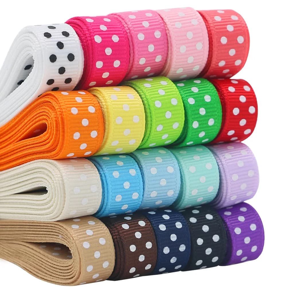 QingHan Polka Dot Grosgrain Ribbon 3/8" (9.5mm) | 40 Yards Assorted Colors for Crafts & Gifts