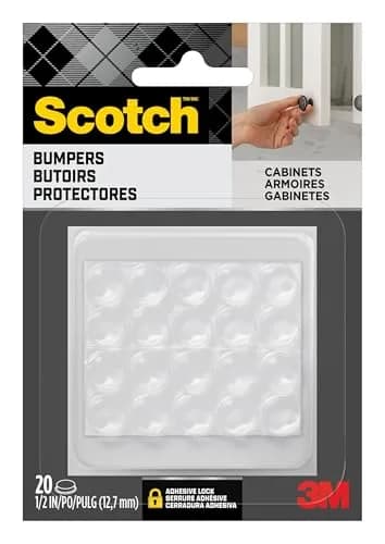 Scotch Clear Adhesive Bumper Pads 20 PCS, Self-Stick Rubber Pads 1/2" Round | Protect Cabinets & Drawers thumbnail 1