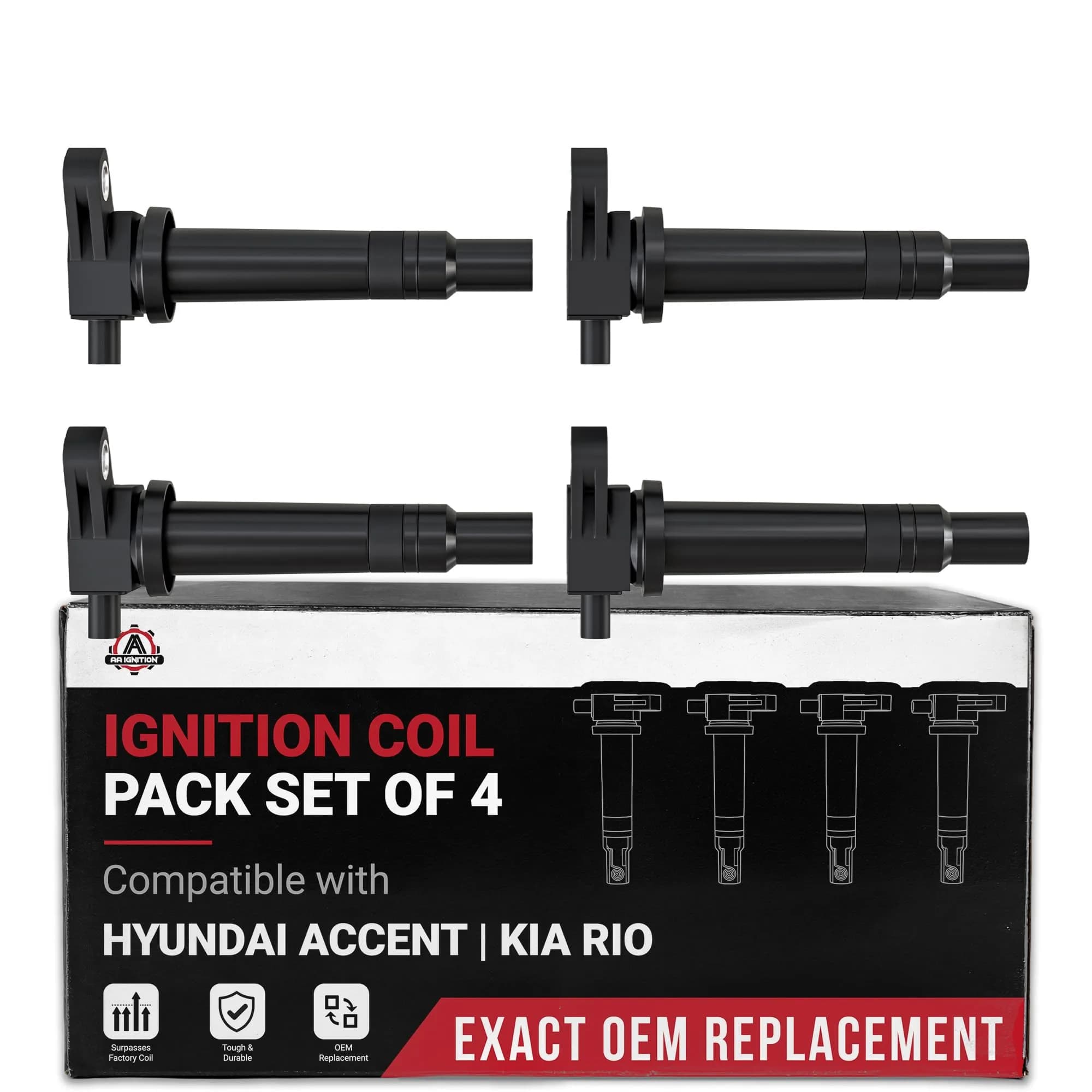 AA Ignition Set of 4 Ignition Coils for Hyundai & Kia 2006-2011 | Reliable Engine Performance - main product image