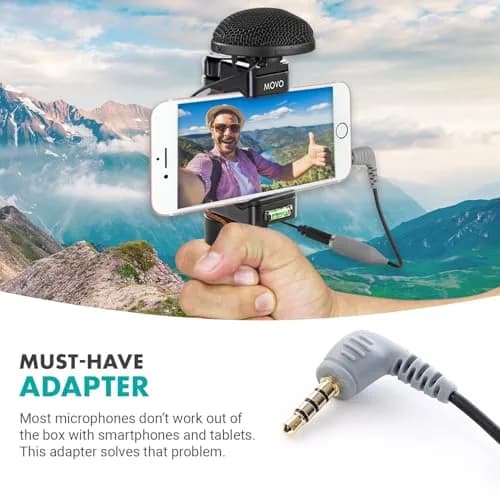 Movo MC3 3.5mm TRS to TRRS Adapter - Microphone for Smartphones & Tablets | High-Quality Audio thumbnail 2