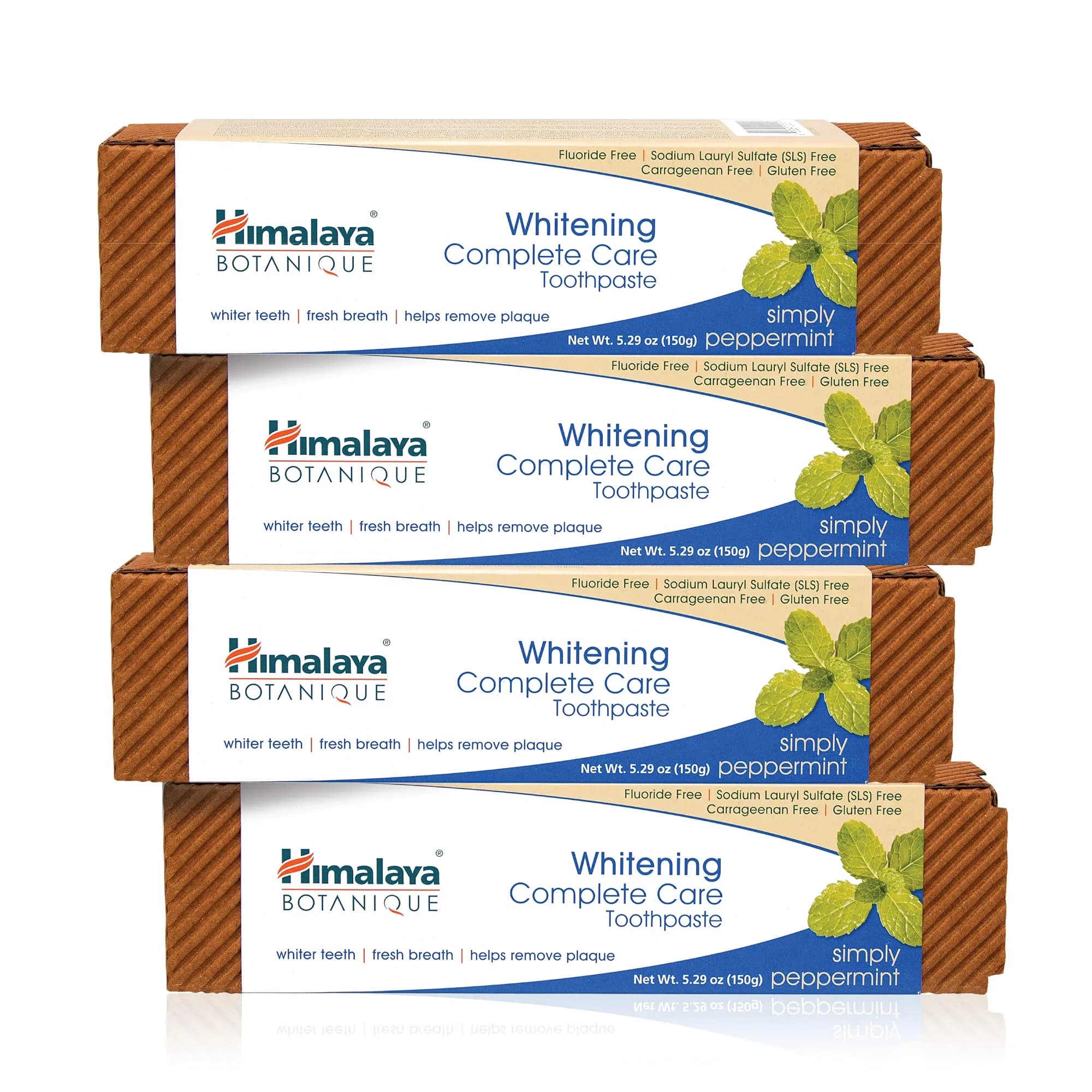 Himalaya Botanique Whitening Complete Care Toothpaste Peppermint 150g (5.29 oz) | Fluoride-Free Whitening & Plaque Control — 5.29 Ounce
