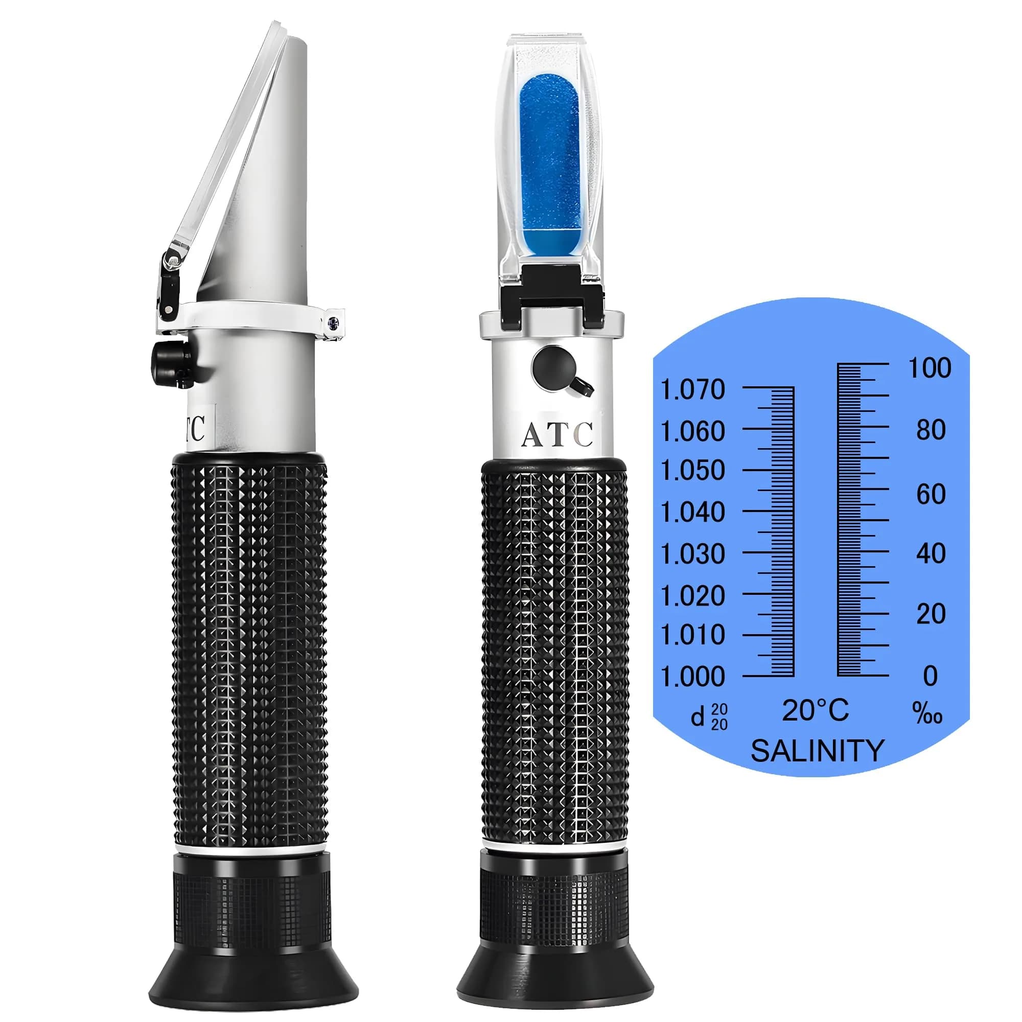 V·RESOURCING Seawater Salinity Refractometer 0-100ppt & 1.000-1.070 Specific Gravity Tester | Automatic Temperature Compensation