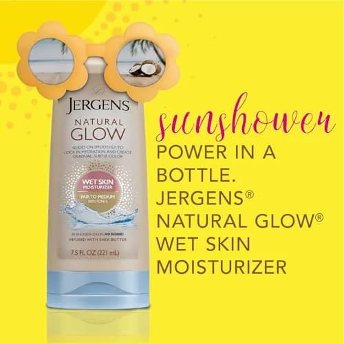 Jergens Natural Glow Wet Skin Moisturizer Lotion, Fair to Medium 222ml (7.5 Fl Oz) | Gradual Streak-Free Color thumbnail 2