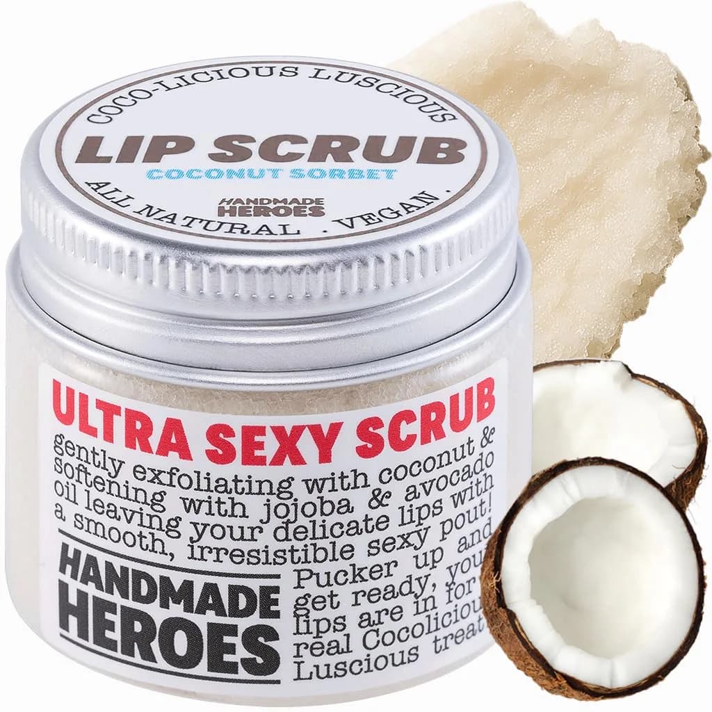 Handmade Heroes 100% Natural Lip Scrub 1oz | Vegan Coconut Lip Exfoliator for Dry & Dark Lips - main product image