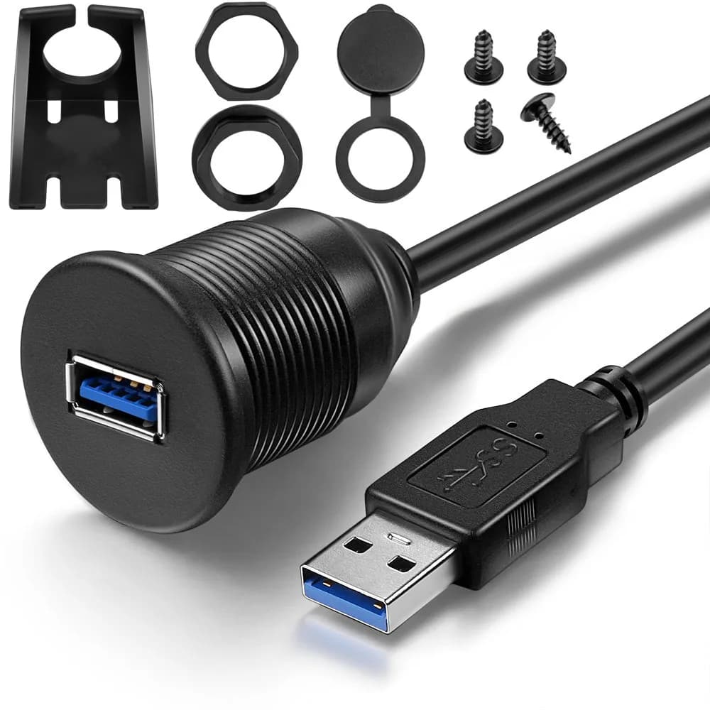 ICESPRING USB 3.0 Flush Mount Car Mount Extension Cable, 3ft (0.91m) | High-Speed Data Transfer & Charging - main product image