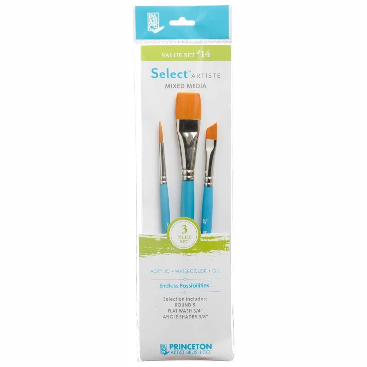 Princeton Select Artiste Brush Set No. 14, Synthetic, 3 Piece | Artist Paint Brushes for Acrylic, Oil, Watercolor