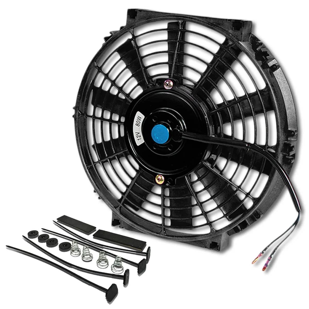 DNA Motoring 10 Inch Electric Slim Radiator Fan with Mount Kit, Black | High Performance Cooling Fan Assembly - main product image