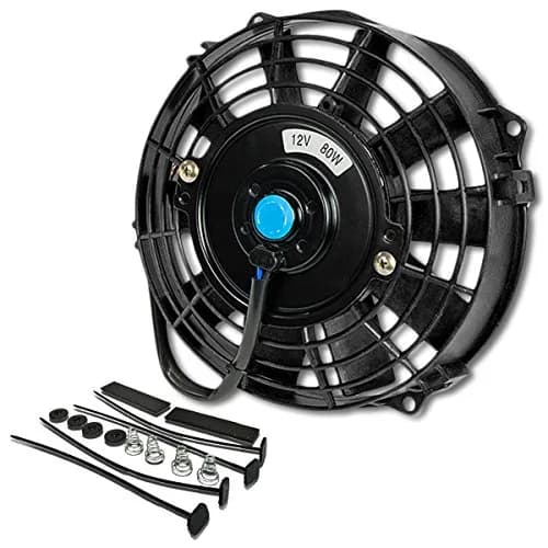 DNA Motoring 7 Inch Electric Cooling Fan with Mount Kit, Black | High Performance Slim Radiator Fan thumbnail 1