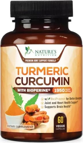 Nature's Nutrition Turmeric Curcumin Supplement 1950mg with BioPerine & Organic Turmeric | 60 Vegan Capsules thumbnail 1