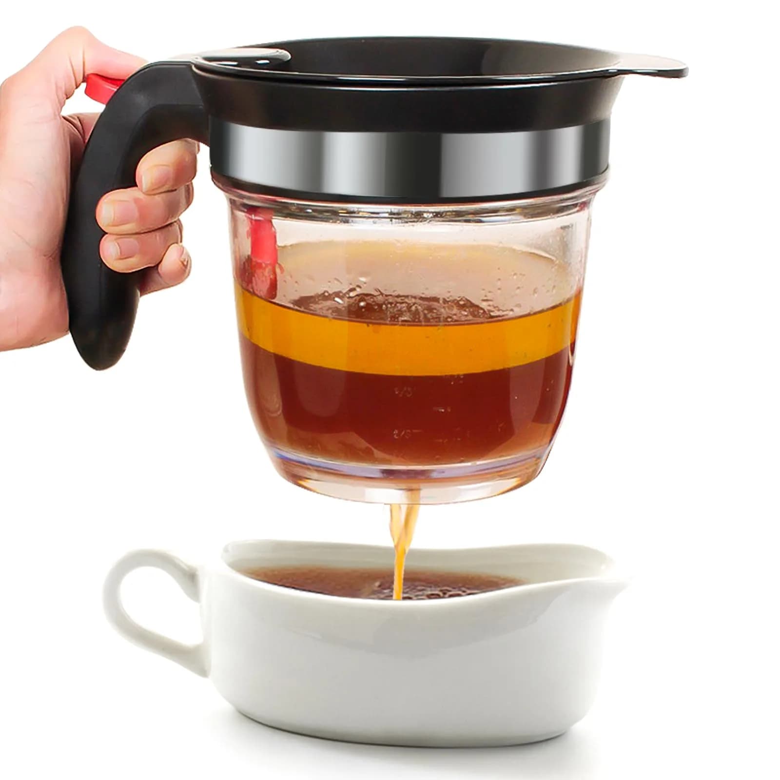 VONDIOR Food Strainer with Bottom Release | 4-Cup Grease Separator for Cooking & Juicing - main product image