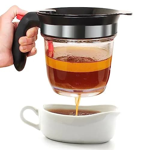 VONDIOR Food Strainer with Bottom Release | 4-Cup Grease Separator for Cooking & Juicing thumbnail 1