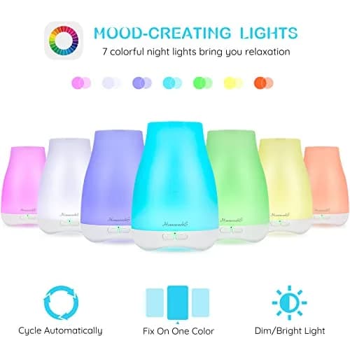 Homeweeks Essential Oil Diffuser 100ml (3.38 Fl Oz) | Ultrasonic Aroma Diffuser with Automatic Shut-Off thumbnail 5