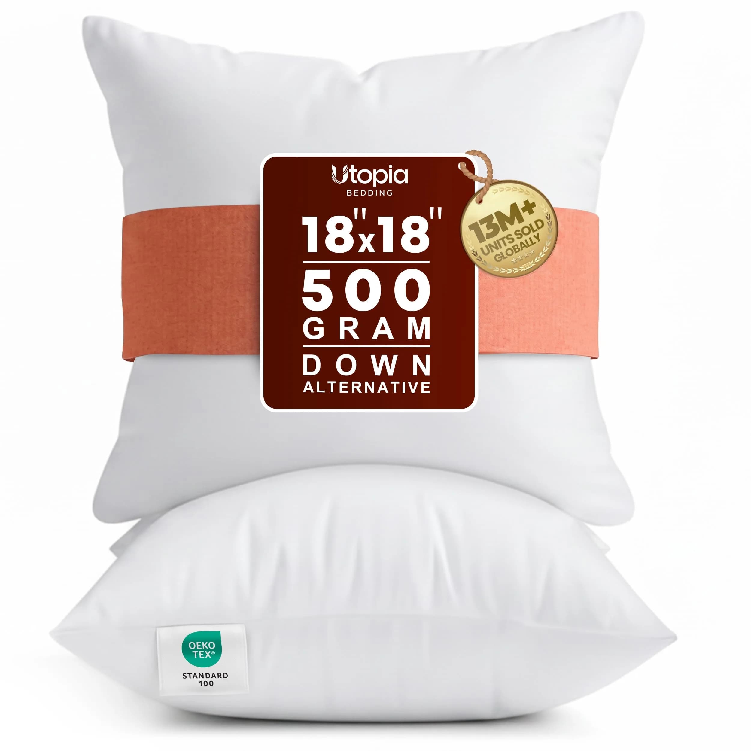 Utopia Bedding 12x20 Inch White Throw Pillow Inserts (2-Pack) | Fluffy & Supportive Couch Pillow Fillers — White / 18x18 Inch