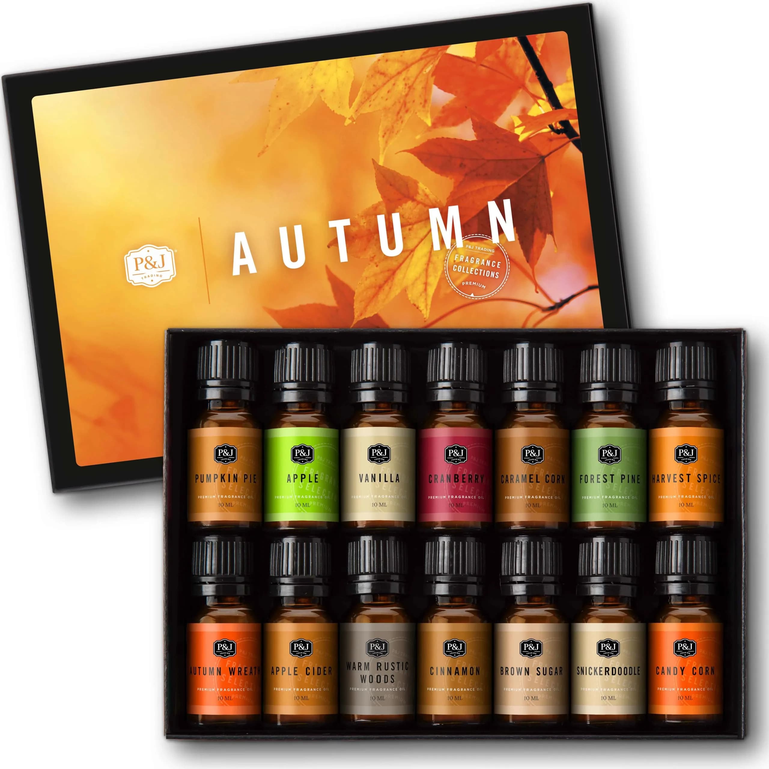 P&J Trading Autumn Fragrance Oil Set for Candle & Soap Making, 14 x 10ml Bottles | IFRA Certified Master Perfumer Formulations
