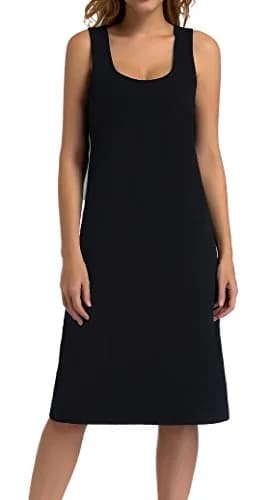 Chamllymers Women's Nightgown Sleeveless Cotton Sleepwear Long Dress Black M | Soft, Loose Fit, Knee Length thumbnail 2