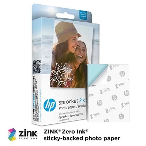 HP Sprocket 2x3" Premium Zink Sticky Back Photo Paper (20 Sheets) | Fade-Resistant & Acid-Free thumbnail 2