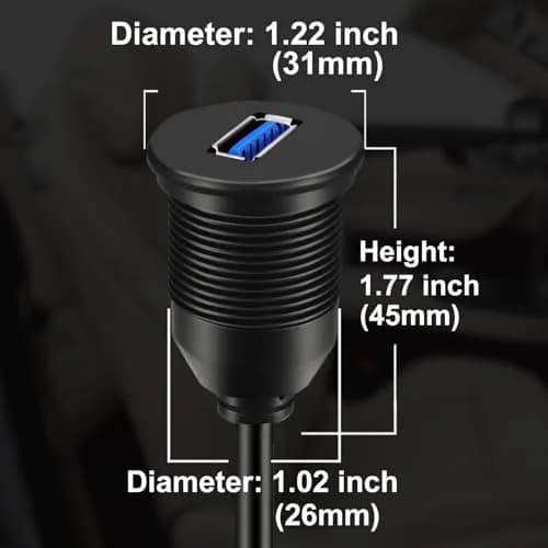 BATIGE USB 3.0 Male to Female AUX Car Mount Flush Cable 3ft | Waterproof Car Extension thumbnail 5