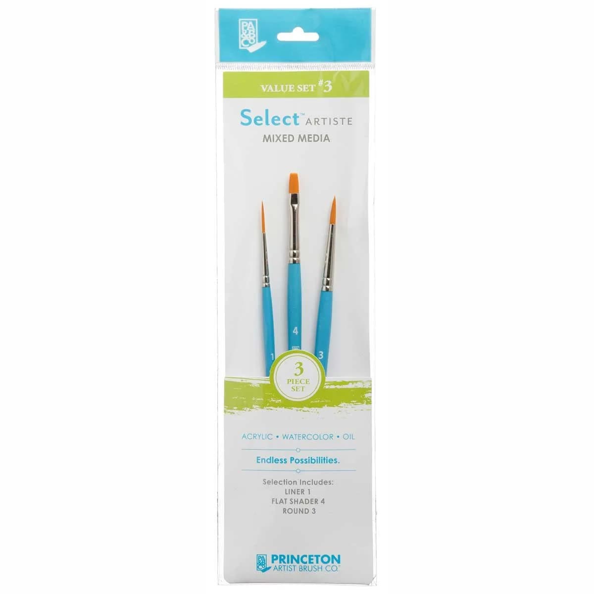 Princeton Select Artiste Brush Set No. 3, Synthetic, 3 Piece | Artist Quality for All Media