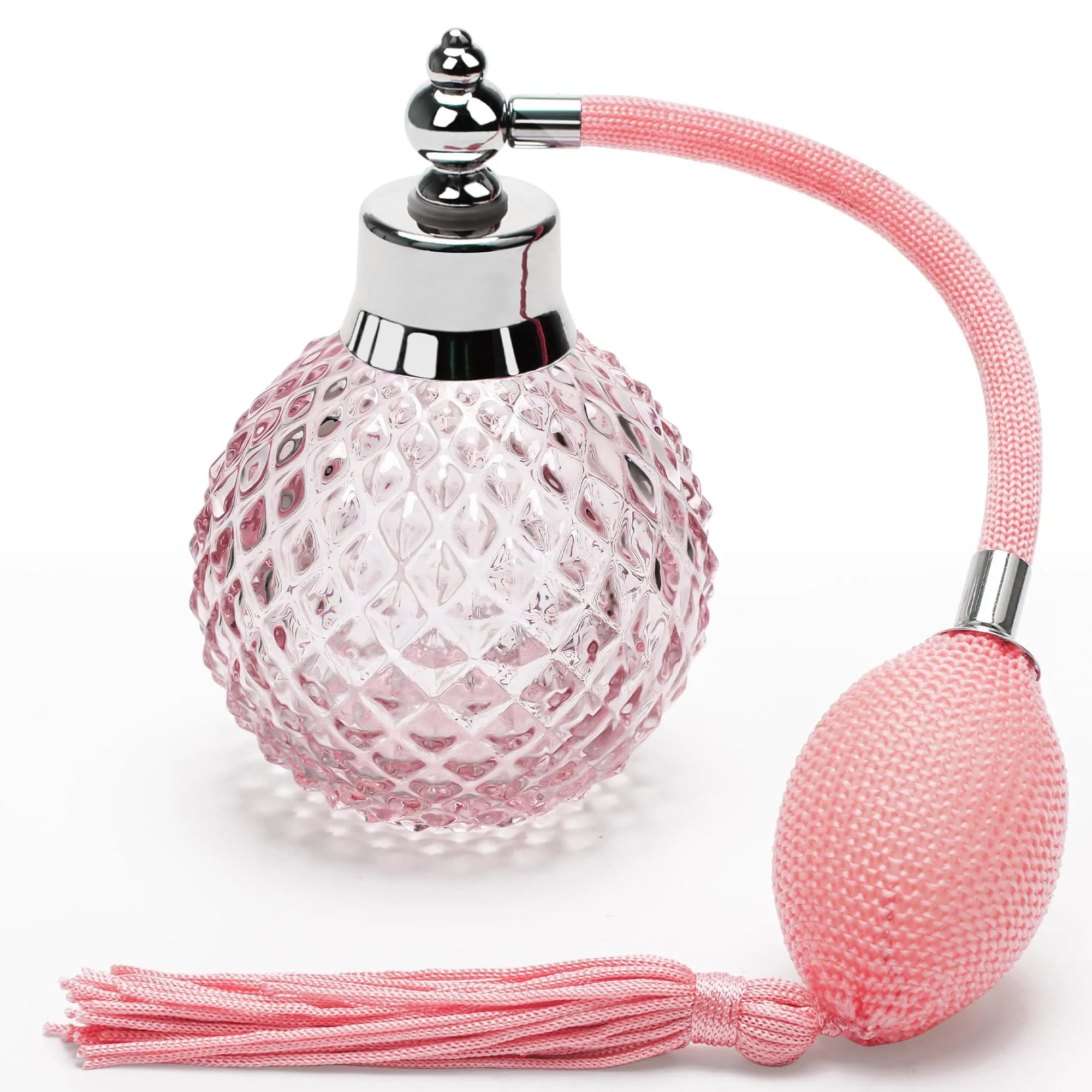 Coolrunner 100 ml Perfume Bottle, Spray Empty Refillable Bottle | Vintage Crystal Design — Pink