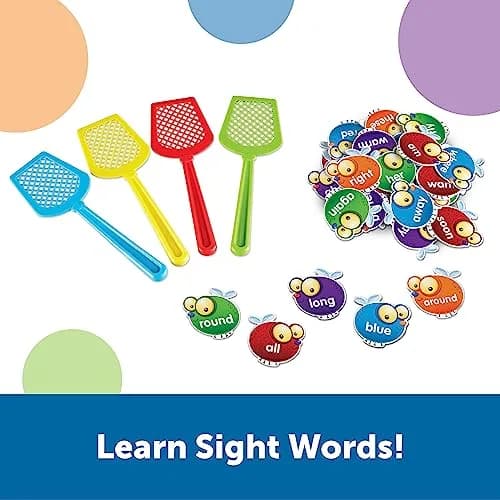 Learning Resources Sight Word Swat Game - Phonics Flash Cards & Board Game for Kids, Homeschool & Classroom (110 Double-Sided Flies, 4 Swatters) thumbnail 2