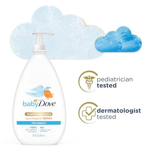 Baby Dove Sensitive Skin Care Body Lotion Rich Moisture 20 oz (591 ml) | Hypoallergenic & Dermatologist Tested thumbnail 2
